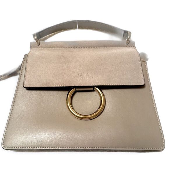 Auth Chloe Calfskin Suede Medium Faye Shoulder Bag in Motty Grey - Picture 6 of 16